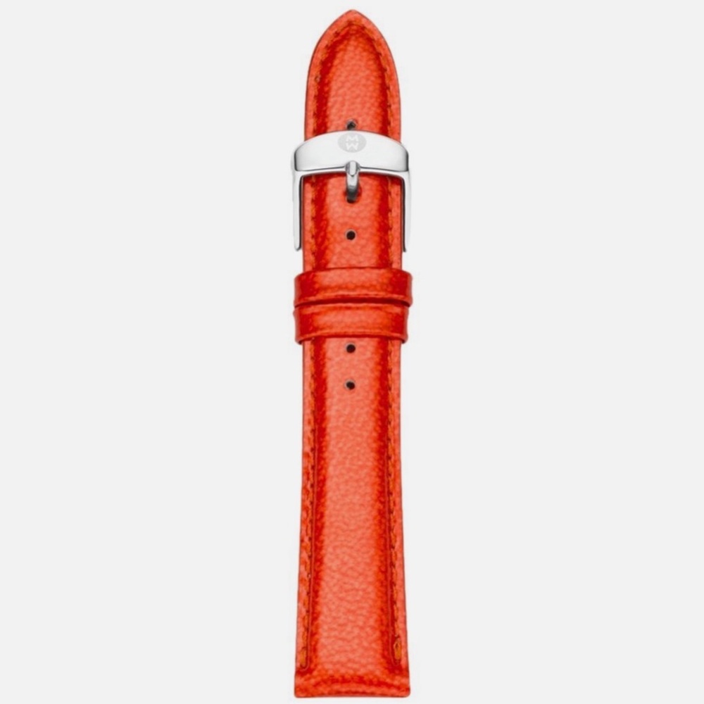 Michele Leather Strap 18 mm Nectarine color Brand New